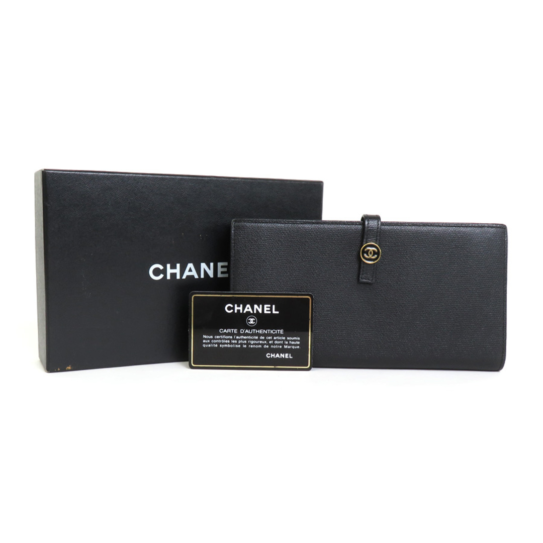 CHANEL(シャネル)のシャネル CHANEL 二つ折り長財布 ココボタン レザー ブラック レディース 送料無料【中古】 55399f レディースのファッション小物(財布)の商品写真