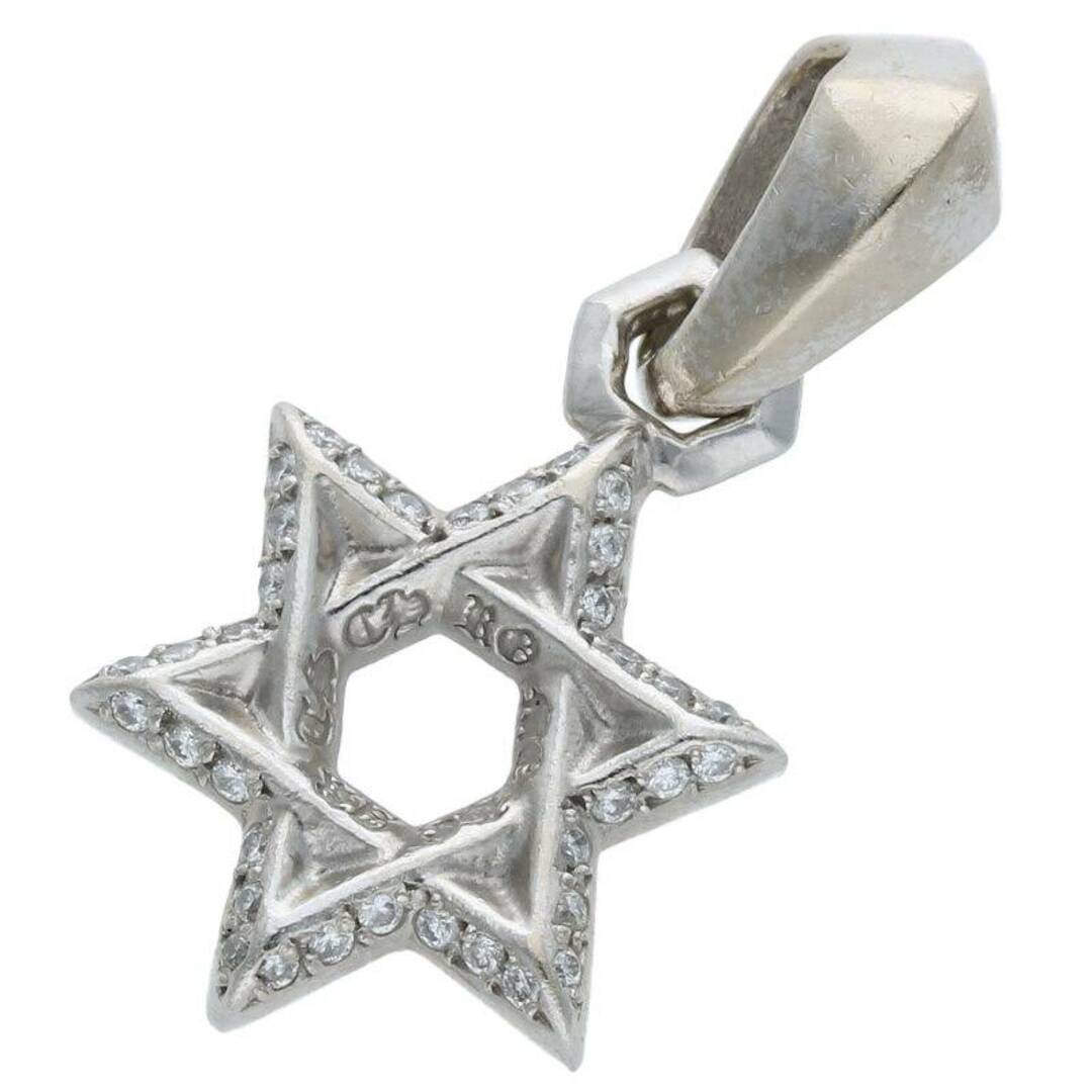 クロムハーツ  18K STAR OF DAVID CHARM P/D/スターオブダビデチャーム PAVEダイヤ/ホワイトゴールドネックレストップ メンズアクセサリー