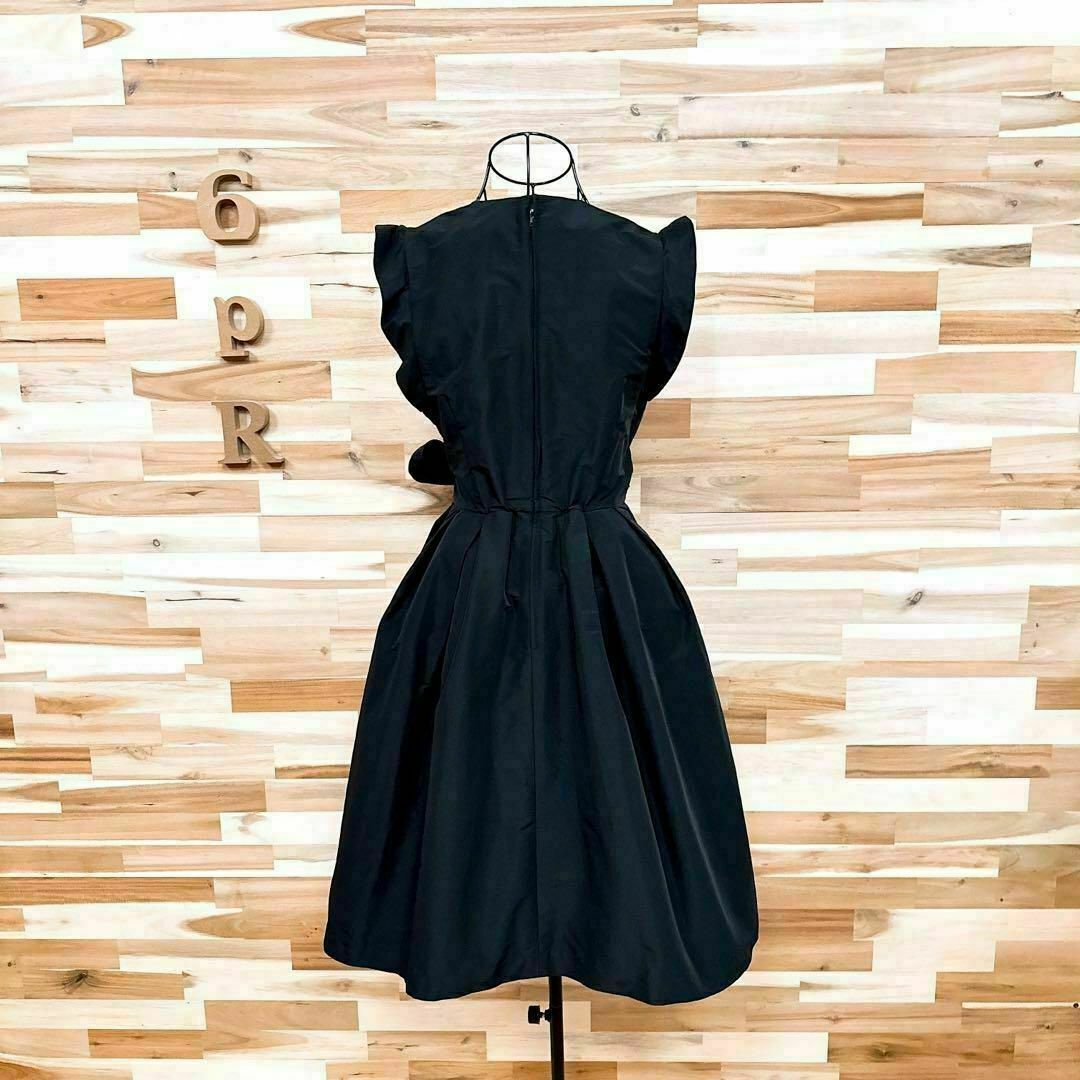 【フレイアイディー】フリル スリーブ 立体スカート ドレス ワンピース M 黒