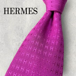 専用　【全面H柄 美品】HERMES エルメス ネクタイ パープル系 ファソネ