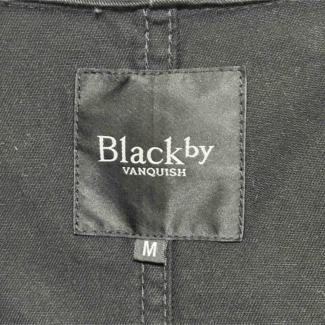Black by VANQUISH(ブラックバイヴァンキッシュ)の美品【Black by VANQUISH】ダメージモッズコート 黒 Ｍ メンズのジャケット/アウター(モッズコート)の商品写真