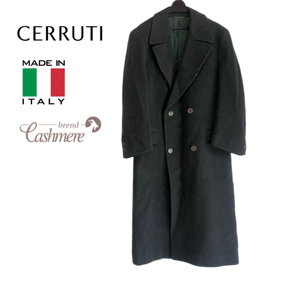 Cerruti(セルッティ)の最高級★CERRUTI セルッティ カシミヤ混 ダブルロングコート グリーン メンズのジャケット/アウター(ステンカラーコート)の商品写真