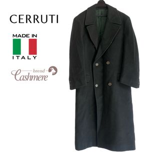 最高級★CERRUTI セルッティ カシミヤ混 ダブルロングコート グリーン