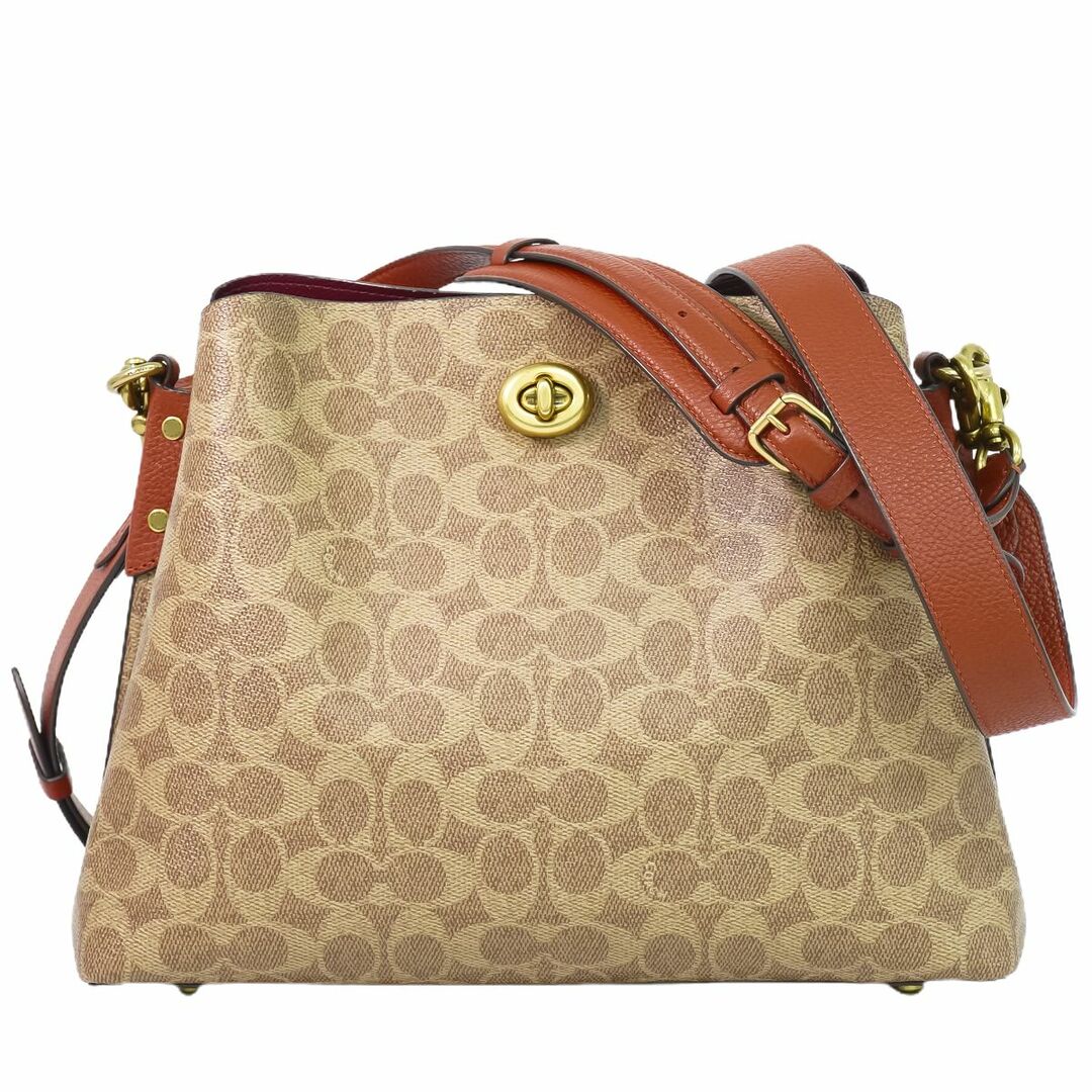COACH - 本物 コーチ COACH シグネーチャー 2WAY ショルダーバッグ ハンドバッグ ポシェット PVC ベージュ ブラウン C2745 Signature バッグ 中古