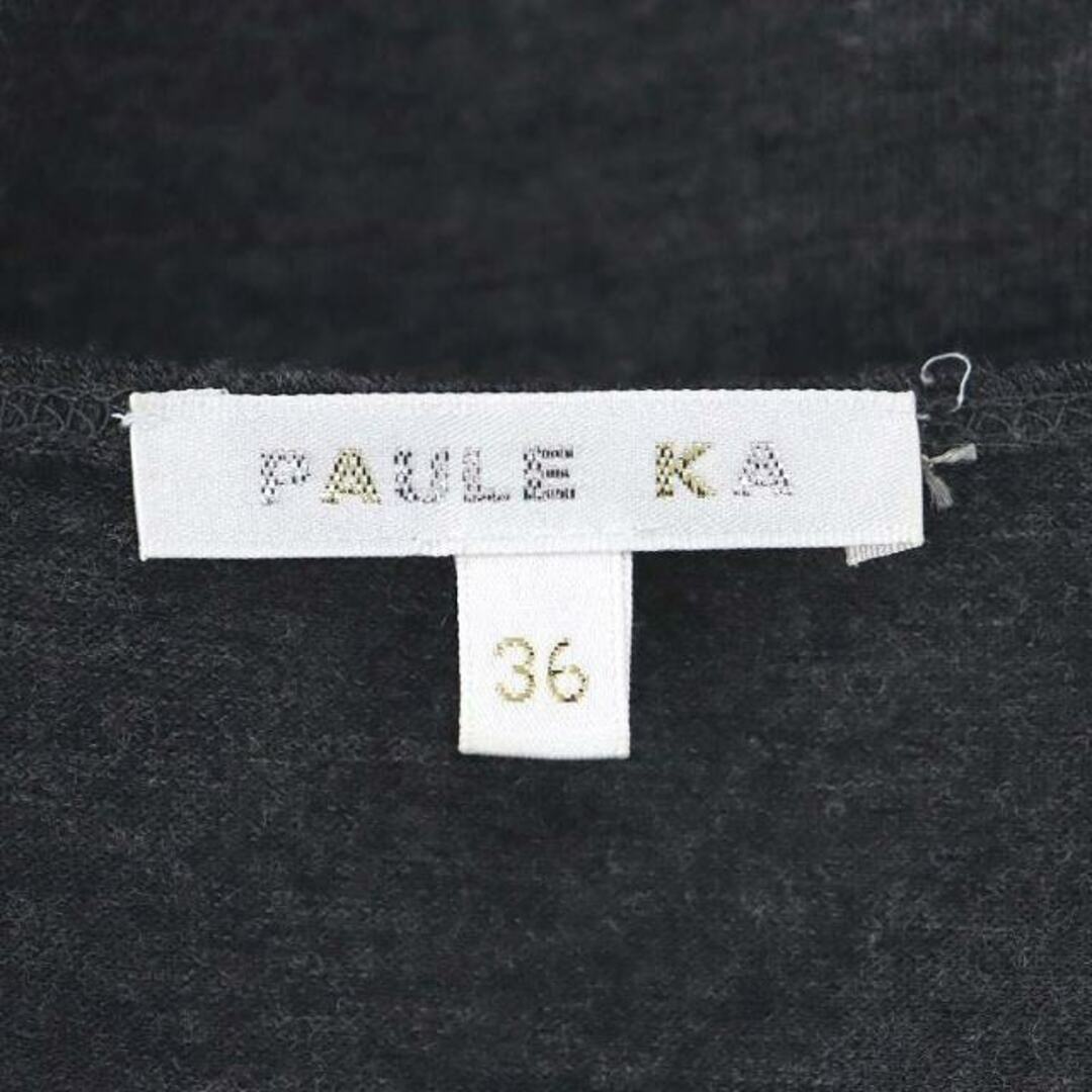 PAULE KA(ポールカ)のポールカ ワンピース 長袖 ひざ丈 ウール 36 グレー 黒 ブラック レディースのワンピース(ひざ丈ワンピース)の商品写真