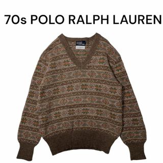 ポロラルフローレン(POLO RALPH LAUREN)の大文字タグ　70s ポロラルフローレン　ノルディック総柄ニットセーター(ニット/セーター)