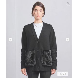 ユナイテッドアローズ(UNITED ARROWS)のUNITED ARROWS  ファーポケット Ｖネック カーディガン(カーディガン)