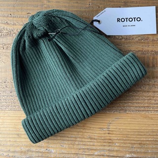 ロトト(ROTOTO)のROTOTO ロトト 帽子 ニット帽 コットンロールアップビーニー Dグリーン(ニット帽/ビーニー)