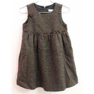 △タルティーヌエショコラ/Tartine et Chocolat△100cm ジャンパースカート/ノースリーブワンピース こげ茶 ラメ入り【中古】子供服 キッズ kids 女の子 秋冬 429032(スカート)