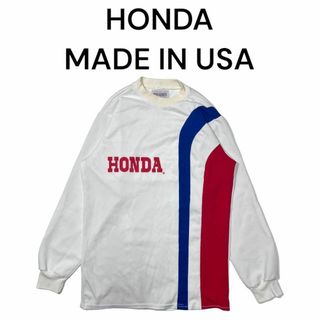 USA製 HONDA　トリコロールカラー　ビッグプリント　ジャージ素材ロンT