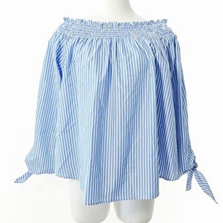 ロペピクニック(Rope' Picnic)のロペピクニック オフショルダー シャーリング スモック リボン ブラウス 38(シャツ/ブラウス(長袖/七分))