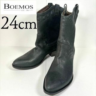 Boemos - BOEMOS ボエモス 24 ウエスタンブーツ 黒 レザー