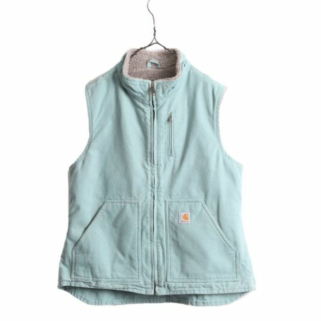 US企画 カーハート モックネック 裏ボア ダック ベスト レディース L CARHARTT パイル フリース フルジップ 重ね着 厚手 廃盤モデル ワーク レディースのトップス(ベスト/ジレ)の商品写真