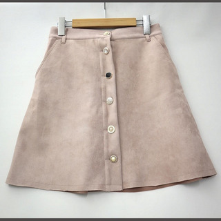 アズノウアズ(AS KNOW AS)のアズノウアズ フェイクスエード フロンドボタン 台形 スカート ピンク(ひざ丈スカート)