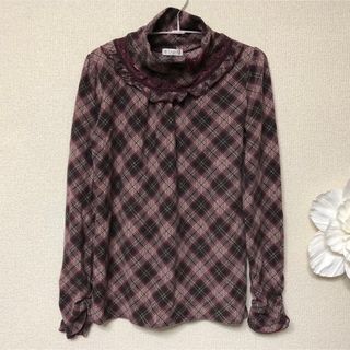 アクシーズファム(axes femme)のaxes femmeアーガイルチェック表起毛ハイネックカットソーMワイン赤新品(カットソー(長袖/七分))