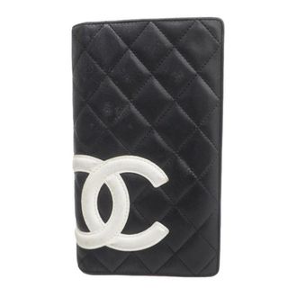 シャネル(CHANEL)の★SALE 【4ec2637】シャネル 長財布/カンボン/ラムスキン/ブラック/シルバー金具 【中古】 レディース(財布)