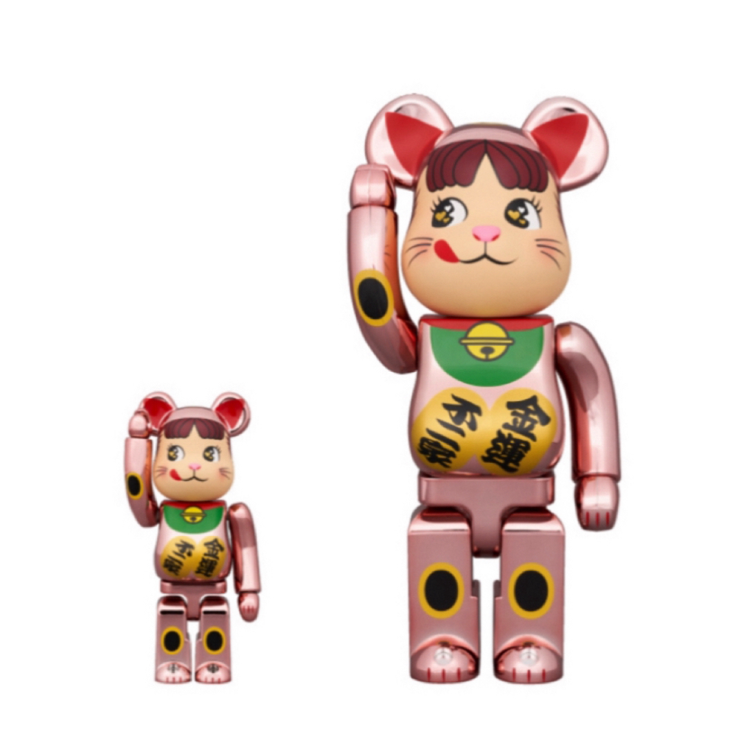 BE@RBRICK ペコちゃん 金運ダブル小判  桃金メッキ100%amp400%