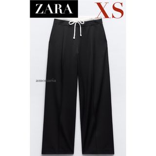 ザラ(ZARA)の【新品】ZARA WIDE-LEGパンツダブルウエストバンド ワイドパンツ(カジュアルパンツ)