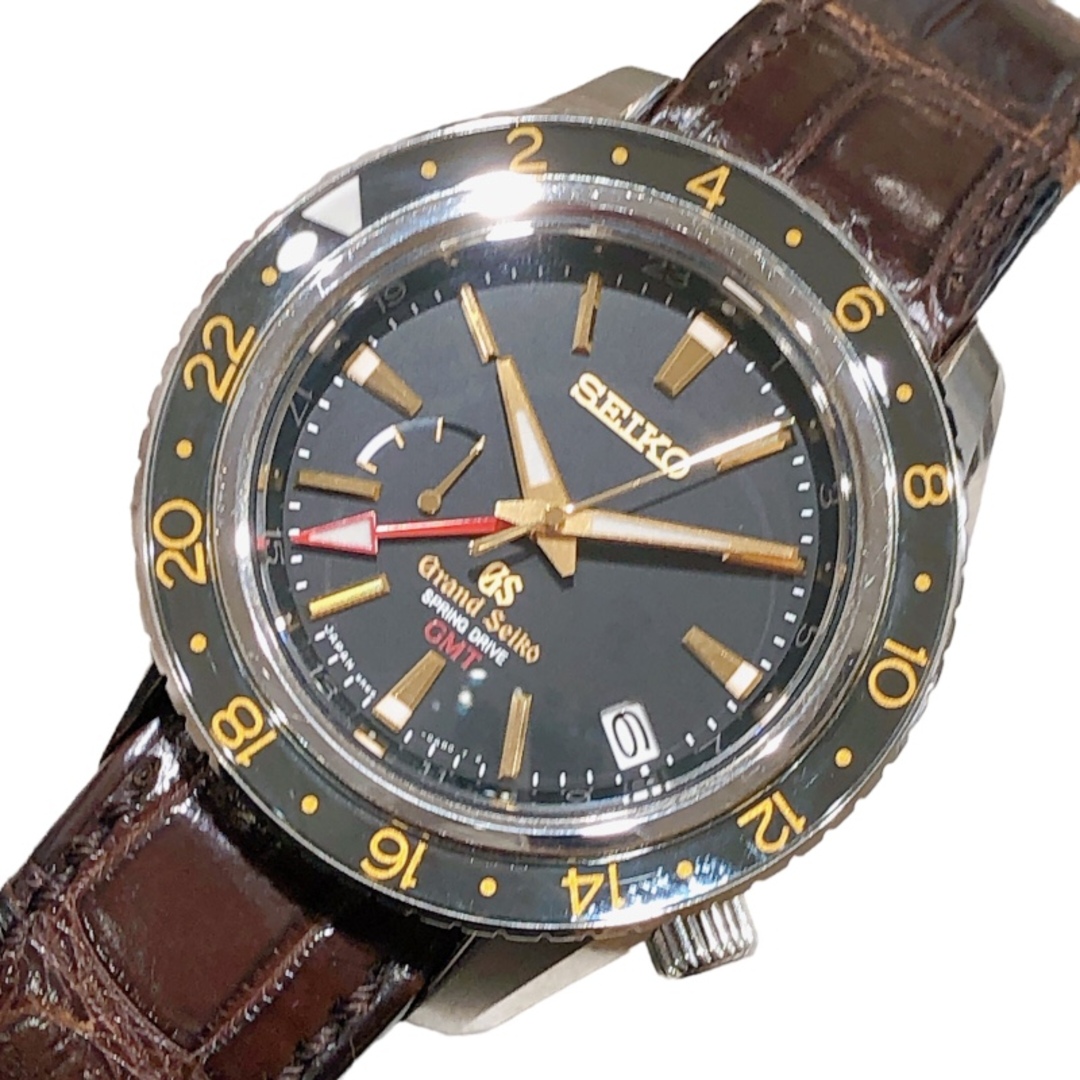 時計セイコー SEIKO グランドセイコー　スポーツコレクション　スプリングドライブGMT SBGE215 ブラック  SS 他 メンズ 腕時計
