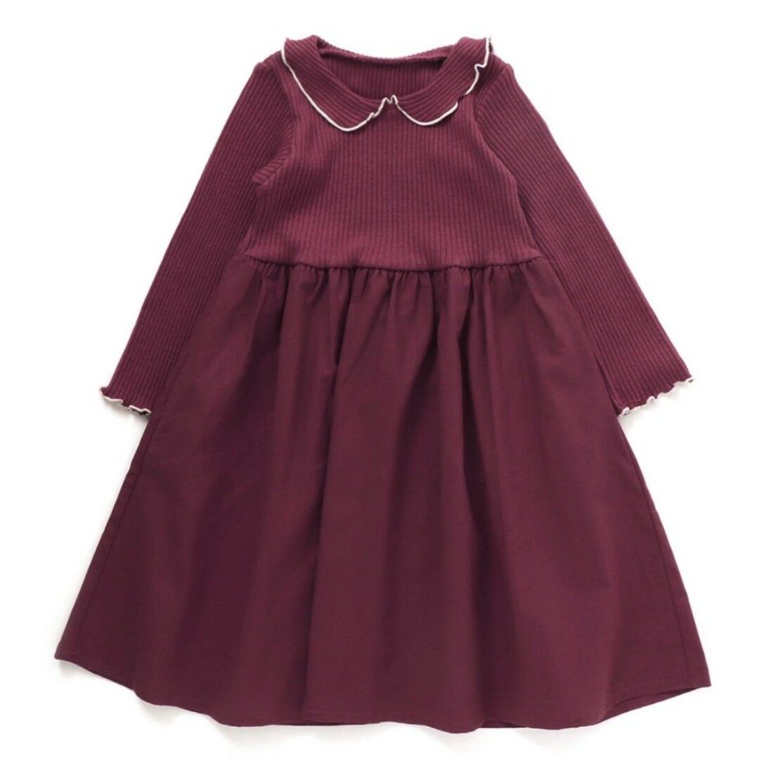 ampersand(アンパサンド)のアンパサンド♡リブニットドッキングワンピース 130 キッズ/ベビー/マタニティのキッズ服女の子用(90cm~)(ワンピース)の商品写真