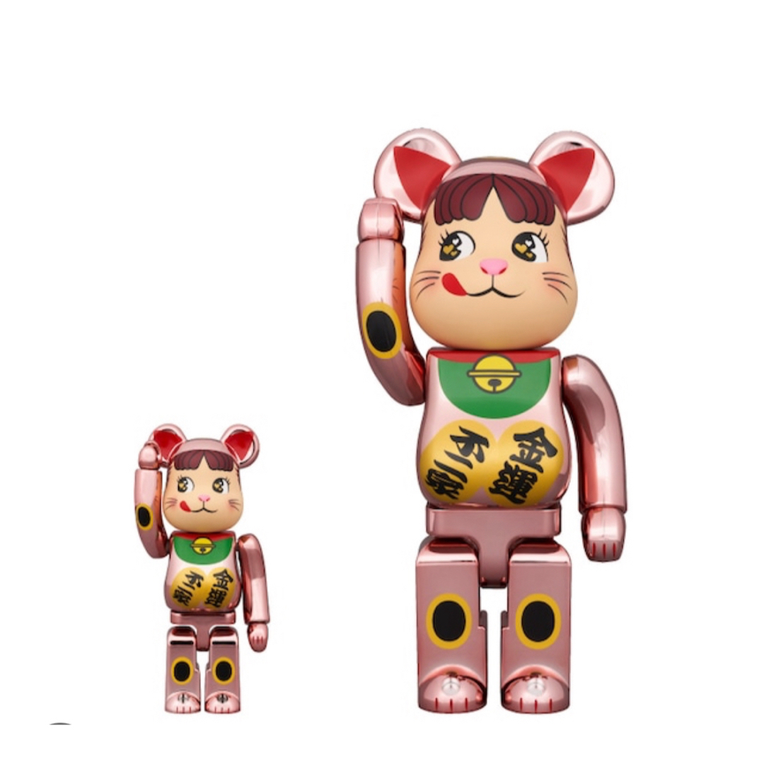 その他BE@RBRICK 招き猫 ペコちゃん 桃金メッキ 100% & 400%