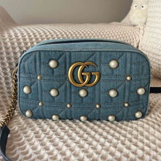 グッチ(Gucci)のGUCCI グッチ GGマーモント 日本限定 デニム  ショルダーバッグ(ショルダーバッグ)