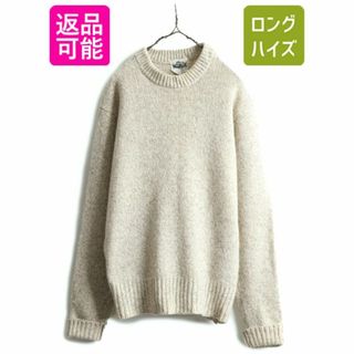 70s ウールリッチ ニット セーター メンズ XL 小さめ L 程 70年代 ヴィンテージ Woolrich ウール 無地 旧タグ 白タグ ナチュラル ベージュ(ニット/セーター)