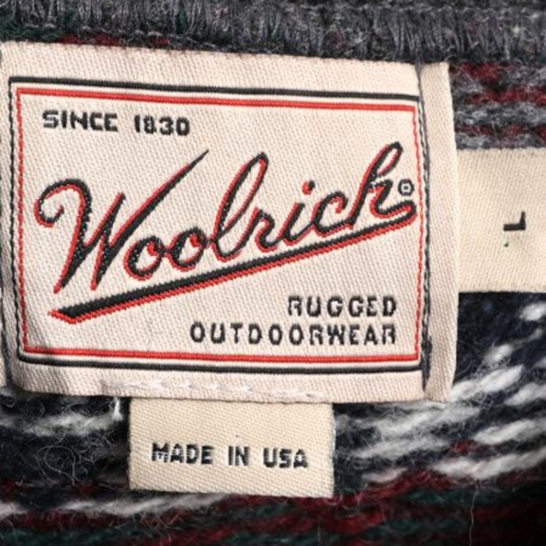 90s USA製 ウールリッチ 総柄 ニット セーター メンズ L 古着 90年代 オールド Woolrich ウール フェアアイル ノルディック クルーネック  メンズのトップス(ニット/セーター)の商品写真