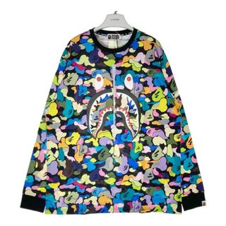 アベイシングエイプ(A BATHING APE)の★A BATHING APE アベイシングエイプ MULTI CAMO SHARK WIDE L/S TEE マルチカモシャーク ワイド ロングスリーブTシャツ ブラック Size XXL(Tシャツ/カットソー(七分/長袖))