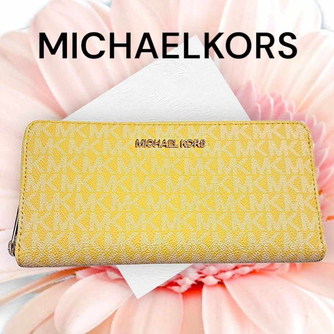 kokoshopMICHAELKORS　イエローのお財布　マイケルコース　ラウンドファスナー