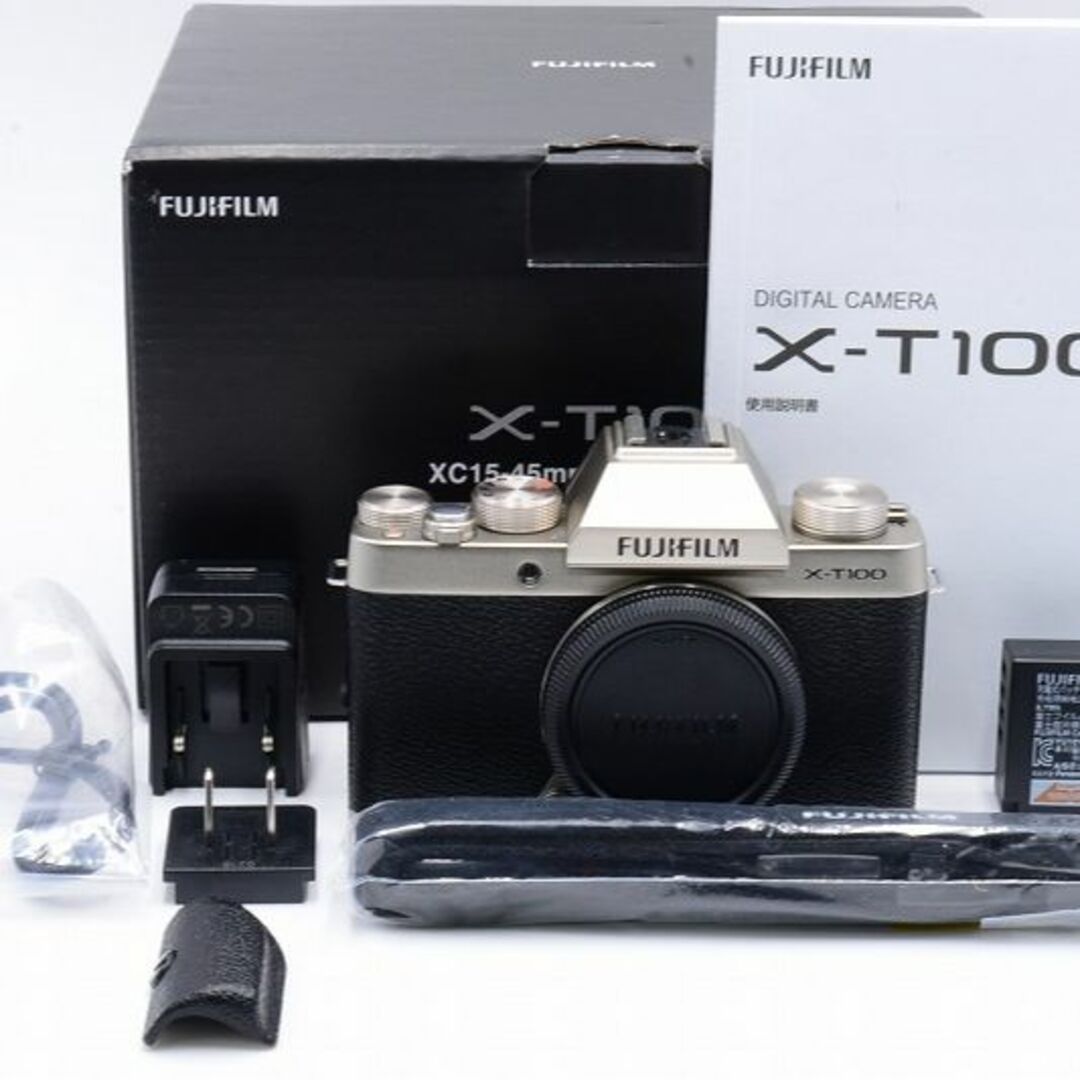 FUJIFILM ミラーレス一眼 X-T100シャンパンゴールド X-T100-G スマホ/家電/カメラのカメラ(ミラーレス一眼)の商品写真