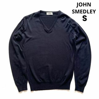 ジョンスメドレー(JOHN SMEDLEY)のJOHN SMEDLEY ジョンスメドレー Vネックニット セーター 紺 S(ニット/セーター)
