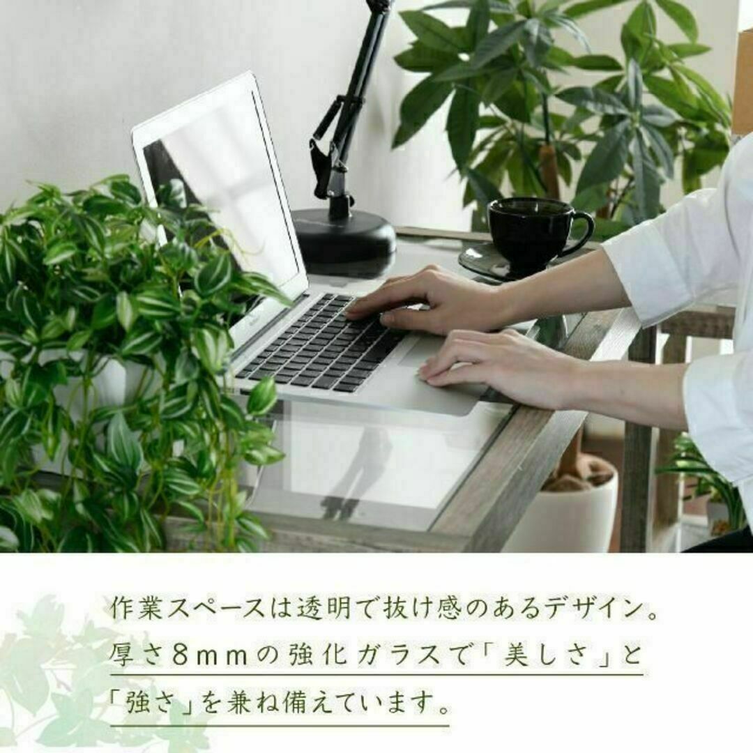 古木フレームシリーズ☆ボタニカル グリーンインテリア デスク 幅90.5cm机/テーブル