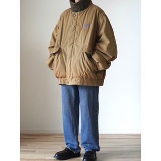 WOOLRICH - 90s 古着 WOOL RICH 襟レザー 中綿 ボンバージャケット A-2