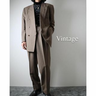 アートヴィンテージ(ART VINTAGE)の【vintage】2ピース セットアップ ダブルブレスト ウール レトロ 茶系(セットアップ)