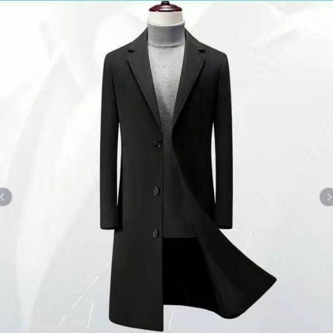 コート モダンクラシック エレガント スリムフィット　ブラック L メンズのジャケット/アウター(チェスターコート)の商品写真