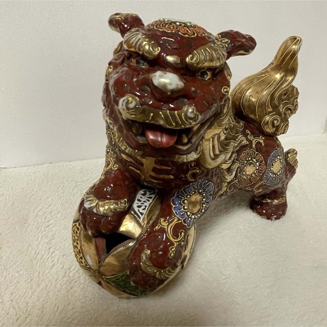 青銅製 置物 獅子 狛犬 甘く 玉乗り獅子 縁起物 青銅製 置物 獅子 狛犬 甘く 玉乗り獅子 縁起物