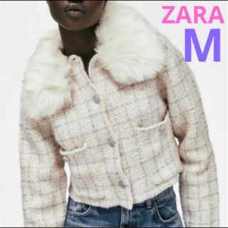 ザラ(ZARA)の新品ZARA フェイクファーニットカーディガン  ジャケットM(カーディガン)