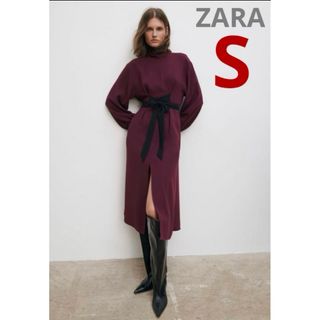 ザラ(ZARA)の新品ZARA コントラストベルト付きワンピースS(ロングワンピース/マキシワンピース)