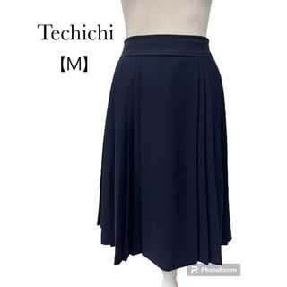 テチチ(Techichi)のテチチ　サイドプリーツ膝丈スカート　ネイビー　M フォーマル(ひざ丈スカート)