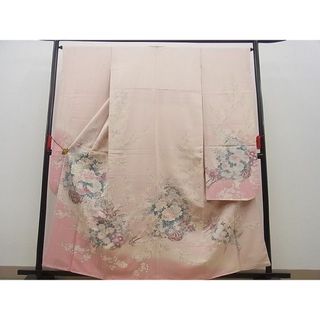 平和屋野田店■豪華振袖　花車文　暈し染め　金通し地　銀彩　逸品　n-kg4751(振袖)