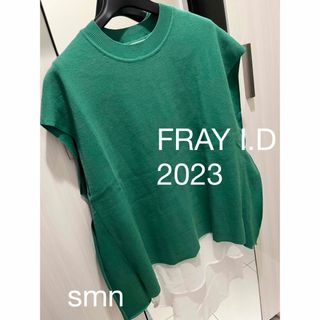 フレイアイディー(FRAY I.D)のfray i.d シフォンレイヤードニット　グリーン　2023(ニット/セーター)