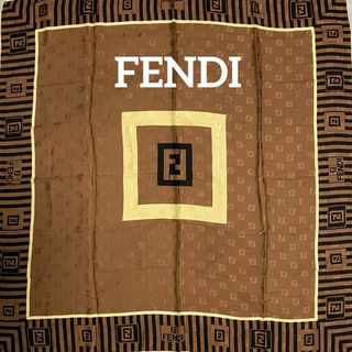 フェンディ(FENDI)の★FENDI★ スカーフ 大判 ズッカ スクエア シルク ブラウン(バンダナ/スカーフ)