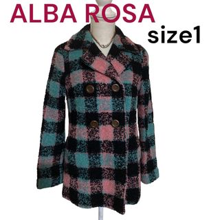 アルバローザ(ALBA ROSA)の美品　アルバローザ　コンサバお姉系　ツイード　ピーコート サイズ1、SからM(ピーコート)