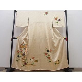 平和屋野田店■訪問着　駒刺繍　尾長鳥菊花文　金彩　逸品　n-mz8262(着物)