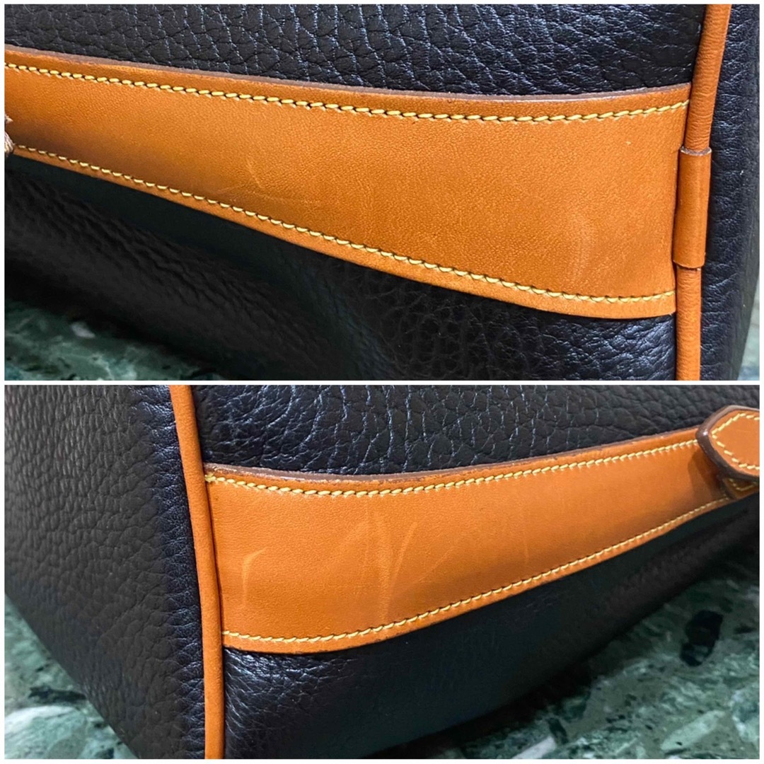 良品 DOONEY＆BOURKE 型押しレザー 巾着ショルダーバッグ バイカラー レディースのバッグ(ショルダーバッグ)の商品写真