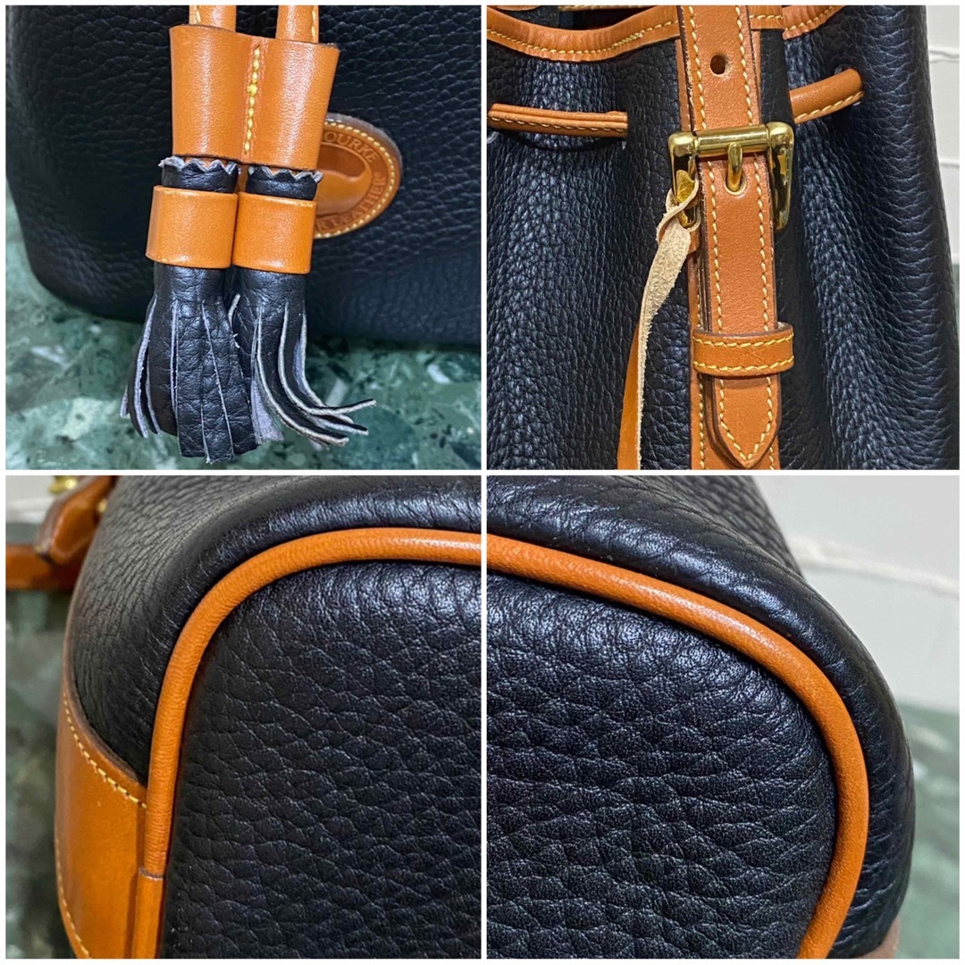 良品 DOONEY＆BOURKE 型押しレザー 巾着ショルダーバッグ バイカラー レディースのバッグ(ショルダーバッグ)の商品写真