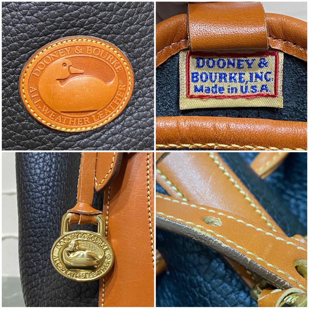 良品 DOONEY＆BOURKE 型押しレザー 巾着ショルダーバッグ バイカラー レディースのバッグ(ショルダーバッグ)の商品写真