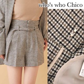 フーズフーチコ(who's who Chico)のフーズフーチコ 千鳥格子 チェック ハイウエスト ウール ショートパンツ(ショートパンツ)