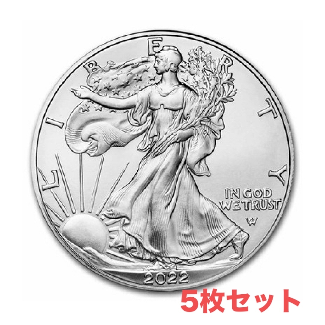 999％の純銀製直径値下げ　2022年 イーグル銀貨　アメリカ　銀貨  5枚セット